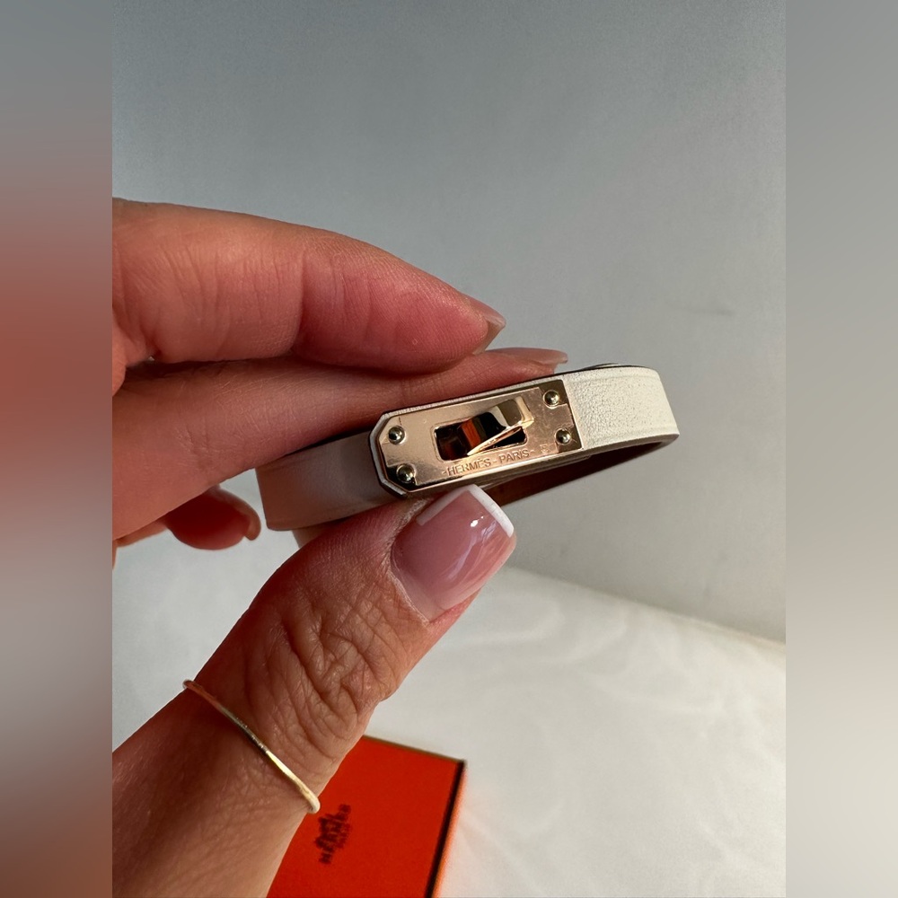 Hermès Kelly Double Tour White Nata Leather Bracelet